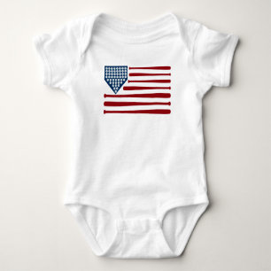 Baseball USA Flag Bats & Balls - GraphicLoveShop Baby Bodysuit