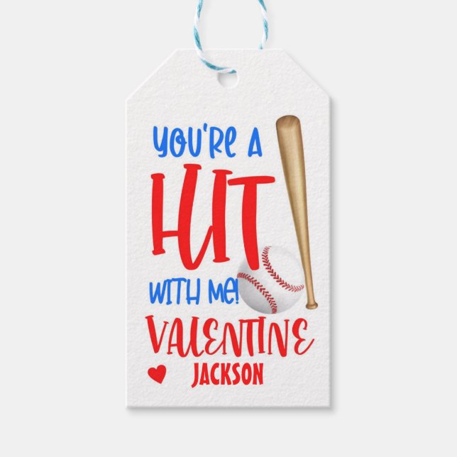 Baseball Valentine Card, Baseball Favour Tag (Front)