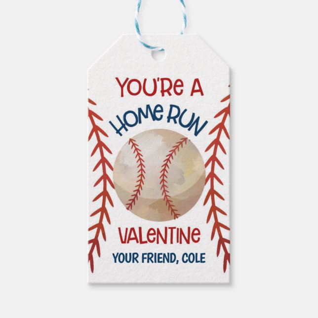 Baseball Valentine Card Favour Tag (Front)