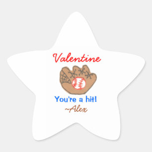 Baseball valentine sticker - personalised