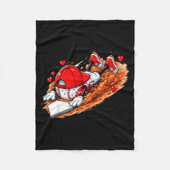 Baseball Valentines Day Drip Ice Cream Team _4  Fleece Blanket (Front)