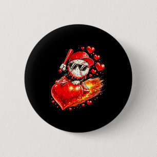 Baseball Valentines Day Drip Ice Cream Team 6 Cm Round Badge