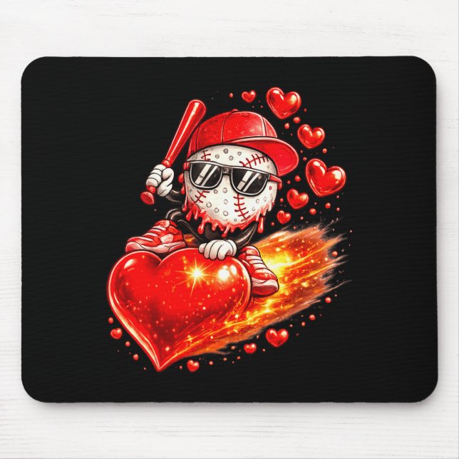 Baseball Valentines Day Drip Ice Cream Team  Mouse Mat (Front)