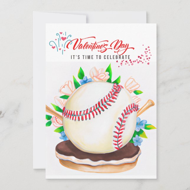 Baseball Valentine's Day for Baseball Player  Holiday Card (Front)