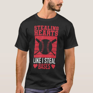 Baseball Valentines Stealing Hearts Like I Steal B T-Shirt