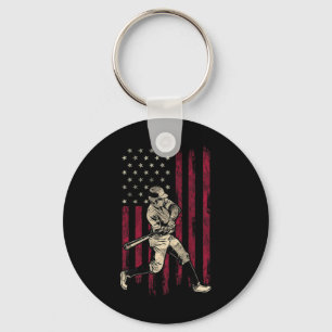 Baseball Vintage American Flag 4th Of July Tee Gif Key Ring