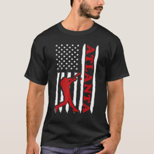 Baseball Vintage Atlanta American Flag Distressed  T-Shirt