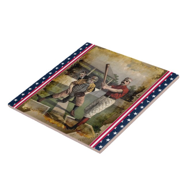 Baseball:Vintage Ceramic Tile (Side)