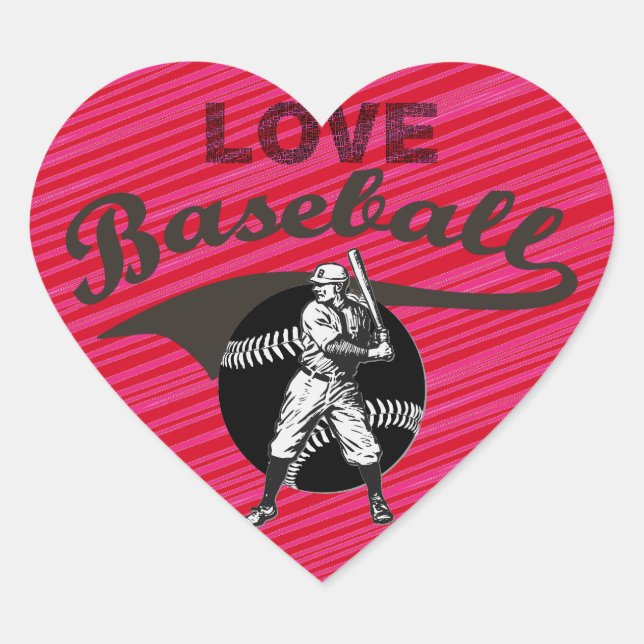 Baseball:Vintage Heart Sticker (Front)