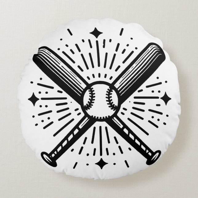 baseball vintage round cushion (Front)