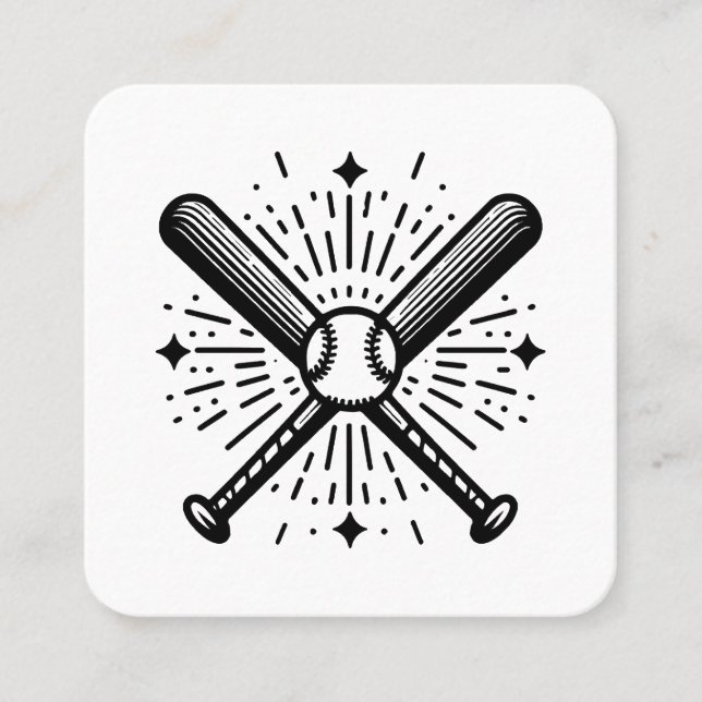 baseball vintage square business card (Front)