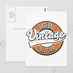Baseball vintage style logo. postcard