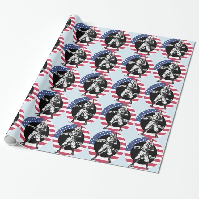 Baseball:Vintage Wrapping Paper (Unrolled)