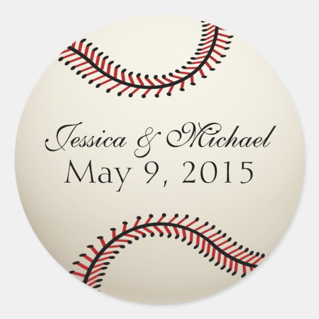Baseball Wedding Classic Round Sticker (Front)