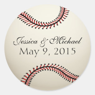 Baseball Wedding Classic Round Sticker