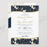 Baseball Wedding Gold and Blue Invitation<br><div class="desc">Elegant navy blue and gold wedding invitation with changeable background colour and editable text.</div>