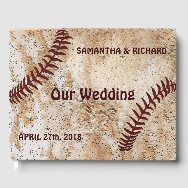 Baseball Wedding Guest Book, Personalised Book (Front)