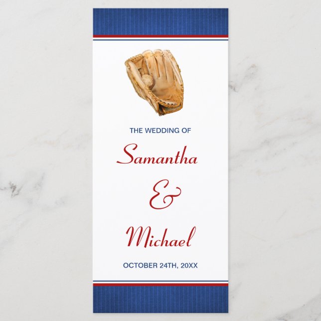Baseball Wedding Program Programme (Front)