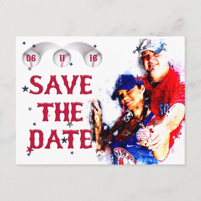 Baseball Wedding Save-The-Date PC-HOWARD,Option 1 Announcement Postcard (Front)