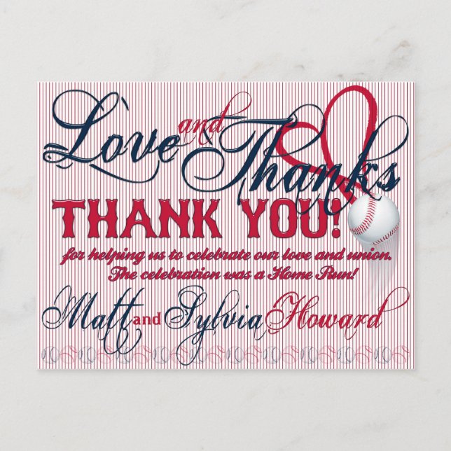 Baseball Wedding Thank You Card 1-HOWARD Wedding (Front)