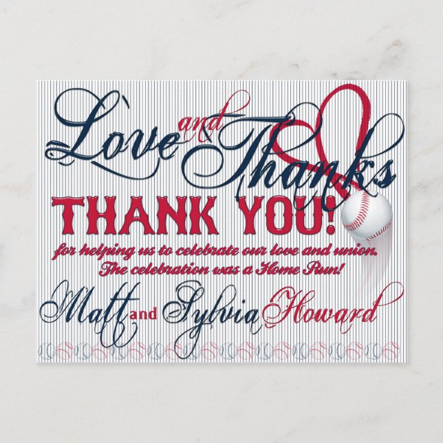 Baseball Wedding Thank You Card 2-HOWARD Wedding (Front)