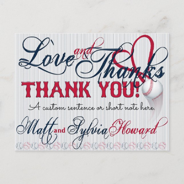 Baseball Wedding Thank You Card 2b-HOWARD Wedding (Front)