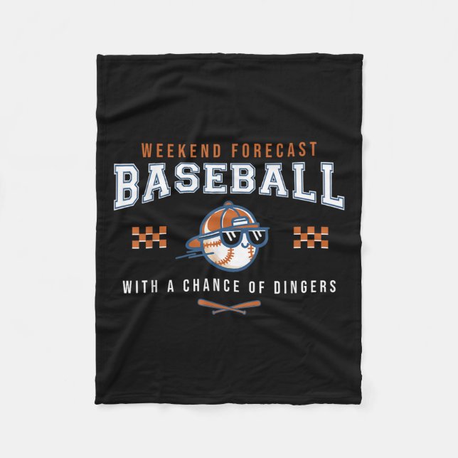 Baseball Weekend Forecast Funny Baseball Humour Qu Fleece Blanket (Front)