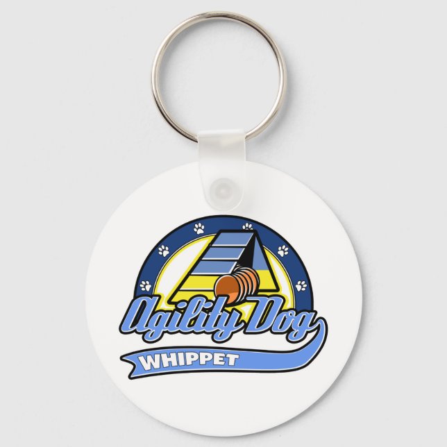 Baseball Whippet Agility Key Ring (Front)