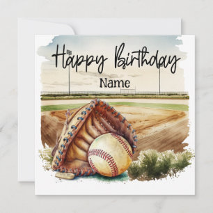 Baseball  with ball and field Birthday  Card