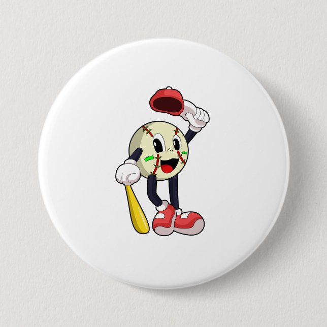 Baseball with Baseball bat 7.5 Cm Round Badge (Front)