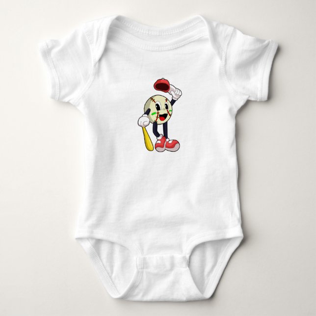 Baseball with Baseball bat Baby Bodysuit (Front)
