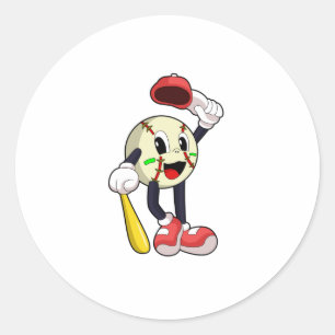 Baseball with Baseball bat Classic Round Sticker