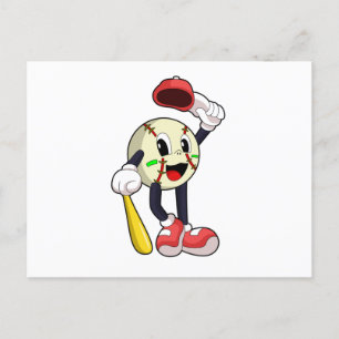 Baseball with Baseball bat Postcard