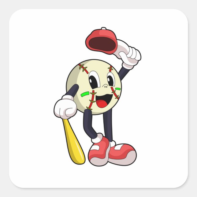 Baseball with Baseball bat Square Sticker (Front)