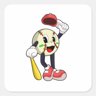 Baseball with Baseball bat Square Sticker