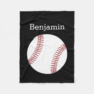 Baseball with Custom Name - Black Fleece Blanket