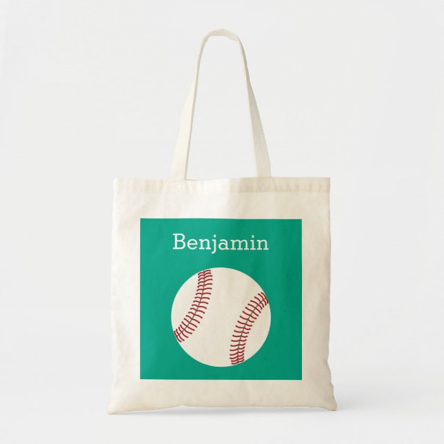 Baseball with Custom Name - Emerald Tote Bag (Front)