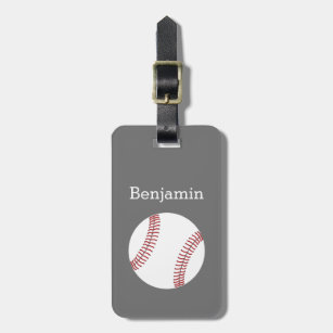 Baseball with Custom Name - Grey Luggage Tag