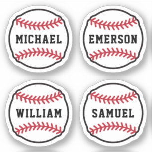 Baseball with custom name or text, set of four