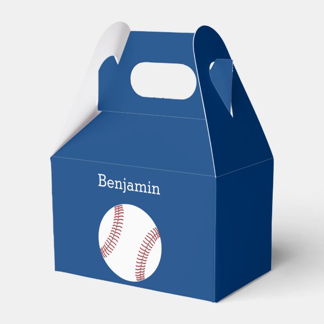 Baseball with Custom Name - Royal Blue Favour Box (Front Side)