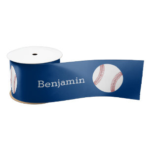 Baseball with Custom Name - Royal Blue Satin Ribbon