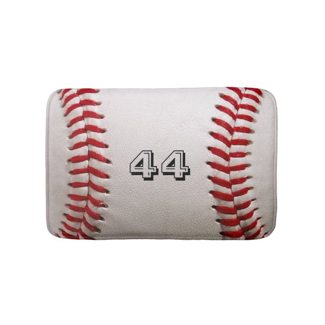 Baseball with Customisable Number Bath Mat (Front)
