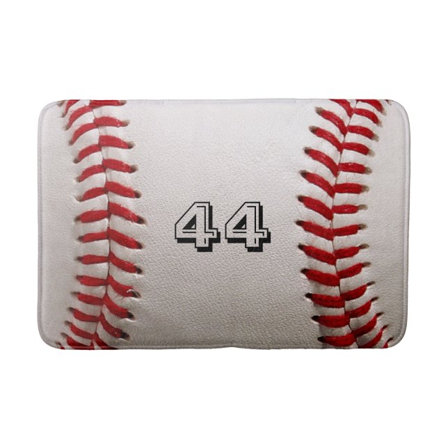 Baseball with Customisable Number Bath Mat (Front)