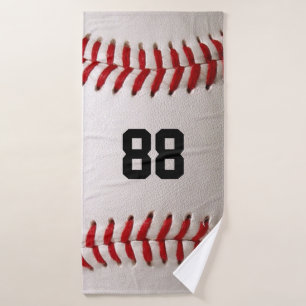 Baseball with Customisable Number Bath Towel