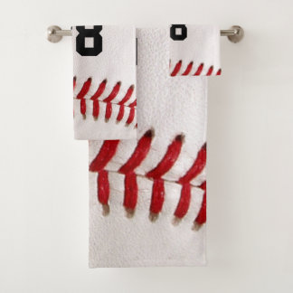 Baseball with Customisable Number Bath Towel Set