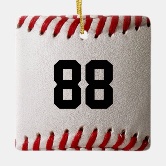 Baseball with Customisable Number Ceramic Ornament (Front)
