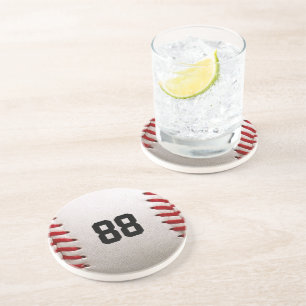 Baseball with Customisable Number Coaster