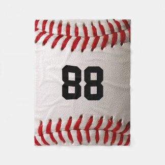 Baseball with Customisable Number Fleece Blanket