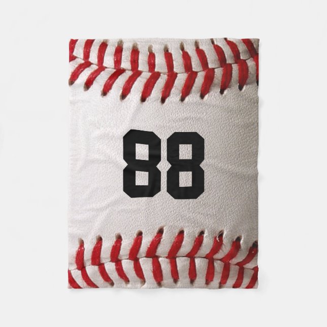 Baseball with Customisable Number Fleece Blanket (Front)