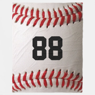 Baseball with Customisable Number Fleece Blanket